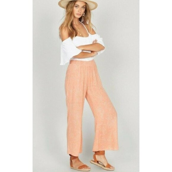 Amuse Society Coasting Along Pink Floral Wide Leg Pant S - Picture 1 of 4